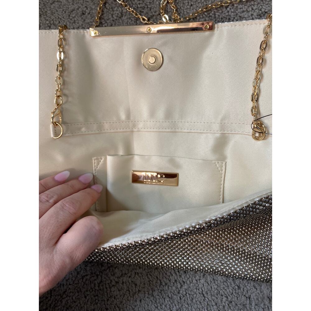 New INC Gold Beaded Evening Clutch Purse with Chain Strap One Size - Picture 4 of 4